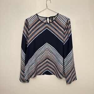 [BCBG] Women's Striped Long Sleeve Blouse L